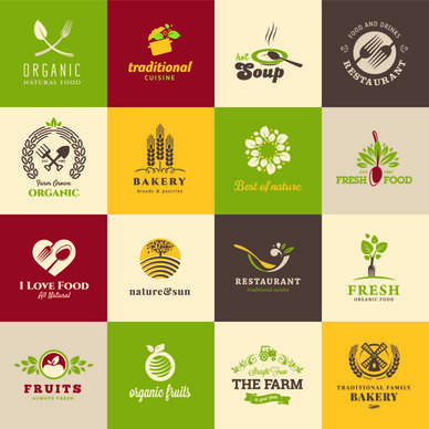 creative food elements logos vector
