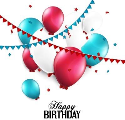 creative happy birthday background with balloon vector
