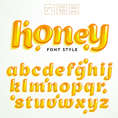 creative honey alphabets vectors