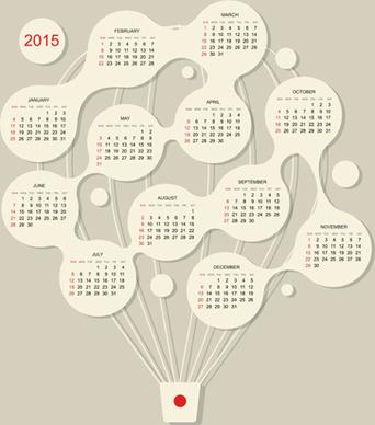 creative hot balloon calendar15 vector