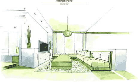 creative interior sketch design vector
