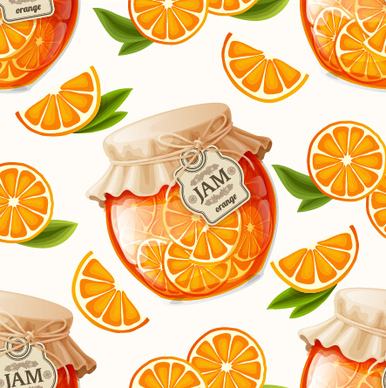 creative jam jar with fruit vector seamless pattern