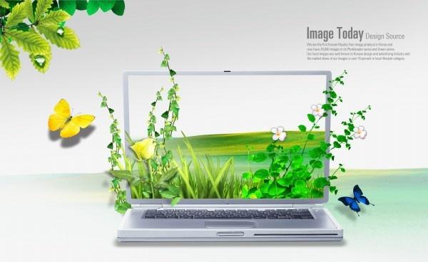 creative laptop poster template layered