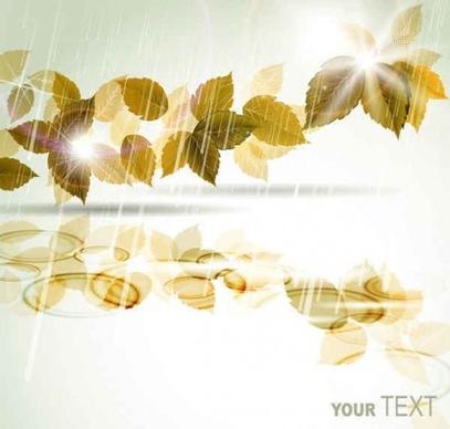 creative leaves with rain vectors background
