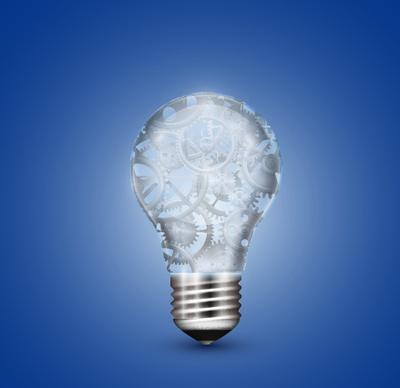 creative light bulb and blue background vector graphics