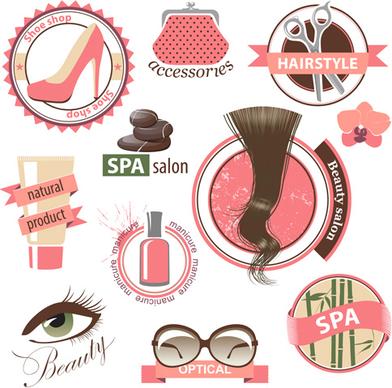 creative makeup logos and labels vector