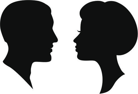 creative man and woman silhouettes vector set