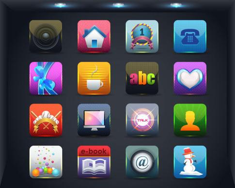 creative mobile application icon set