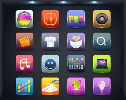 creative mobile application icon set
