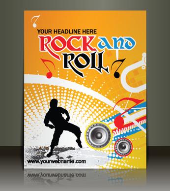 creative music flyer rock and roll design vector