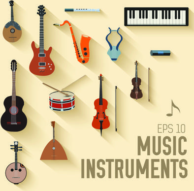 creative music instruments background vector graphics