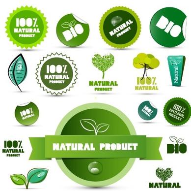creative natural product stickers and labels vector