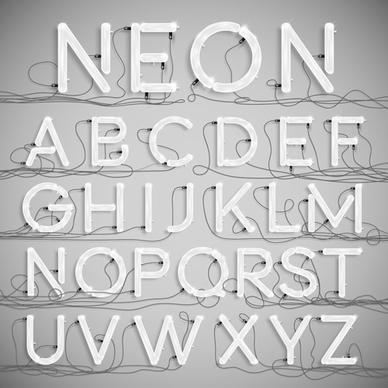 creative neon alphabet vector set
