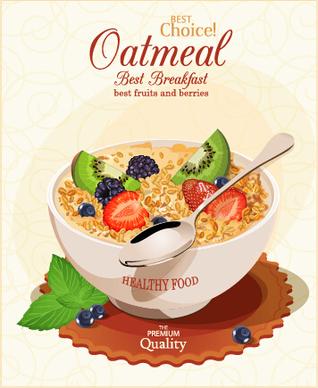 creative oatmeal advertising poster vector