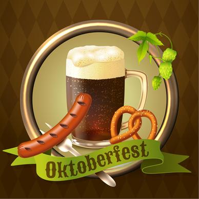 creative oktoberfest beer poster vector