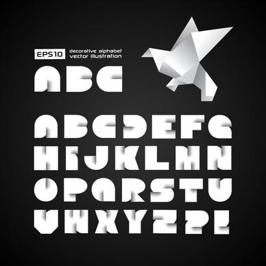 creative origami alphabet vector