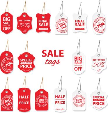 creative red and white sales tags vectors
