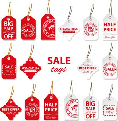 creative red and white sales tags vectors