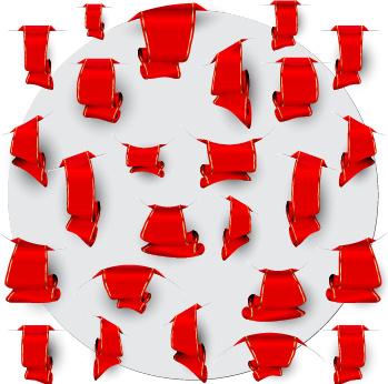 creative red ribbons bookmarks vector set