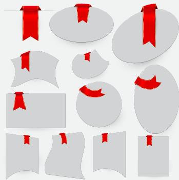 creative red ribbons bookmarks vector set
