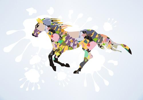creative running horse design vector set