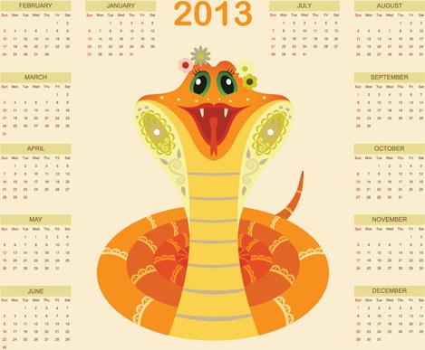 creative snake calendar13 design vector set