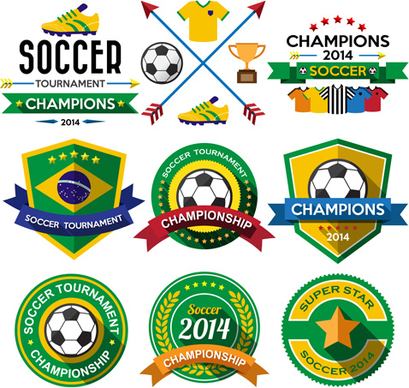 creative soccer vector labels set