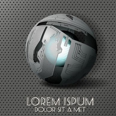 creative sphere and metal background vector