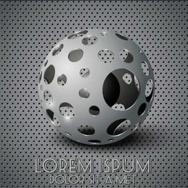 creative sphere and metal background vector