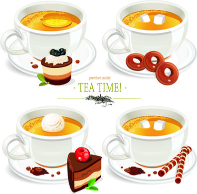creative tea design elements vector set