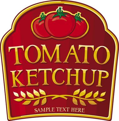 creative tomato ketchup stickers vector