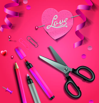 creative valentines day paper cut object vector