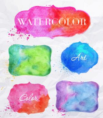 creative watercolor labels vector