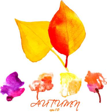 creative watercolor leaves autumn background vector