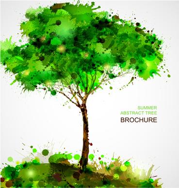 creative watercolor tree vector