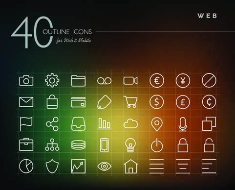 creative web outline icons vector pack