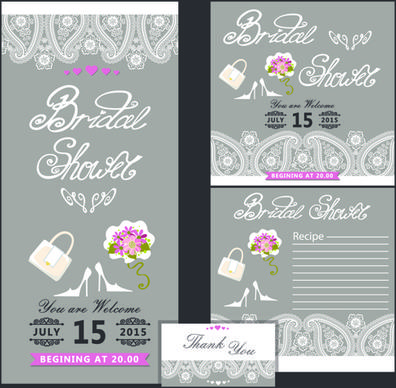 creative wedding invitation and postcard vector