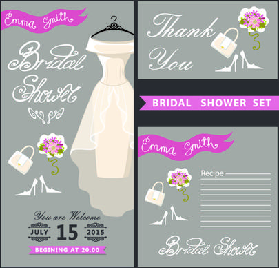 creative wedding invitation and postcard vector