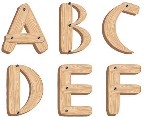 creative wooden alphabet design vector set