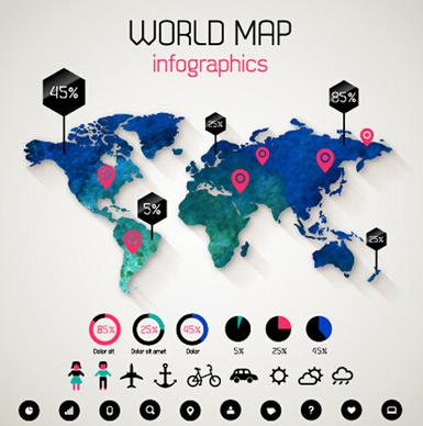 creative world map and infographics vector graphics