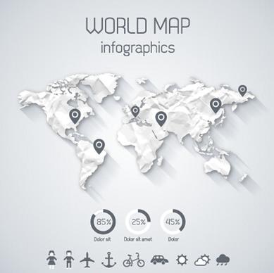 creative world map and infographics vector graphics