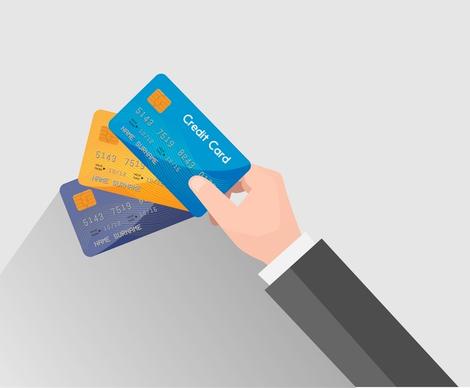 credit card vector illustration with holding hand