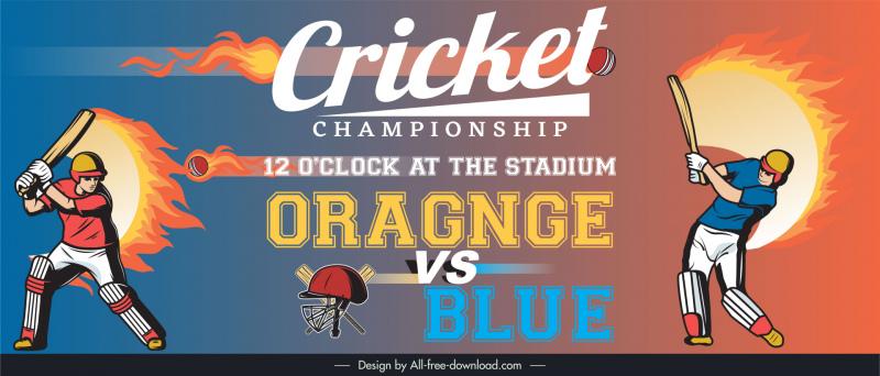 cricket banner template dynamic cartoon design