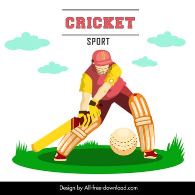 cricket banner template player hitting ball sketch