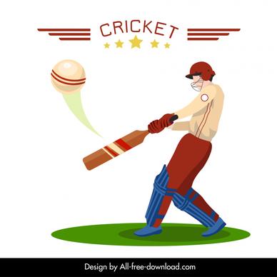  cricket game banner dynamic athlete sketch