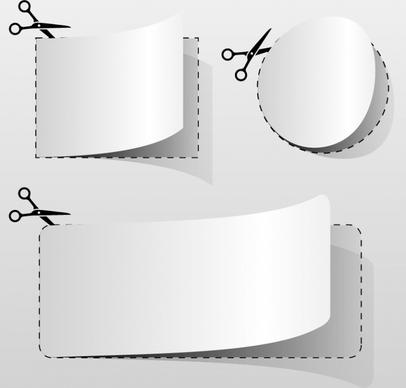 paper cut icons shiny blank 3d sketch