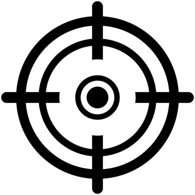 crosshairs sign icon flat black white outline