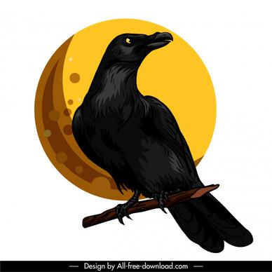 crow icon colored cartoon sketch