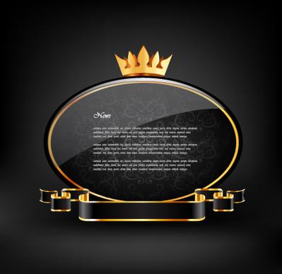 crown glass label with ribbon vector