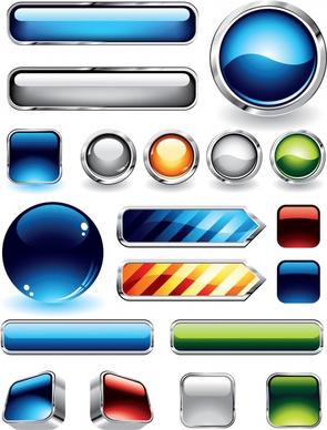 button templates modern shiny colored shapes